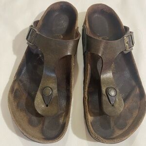 Birkenstock Gizeh copper gold leather sandals  Size 38